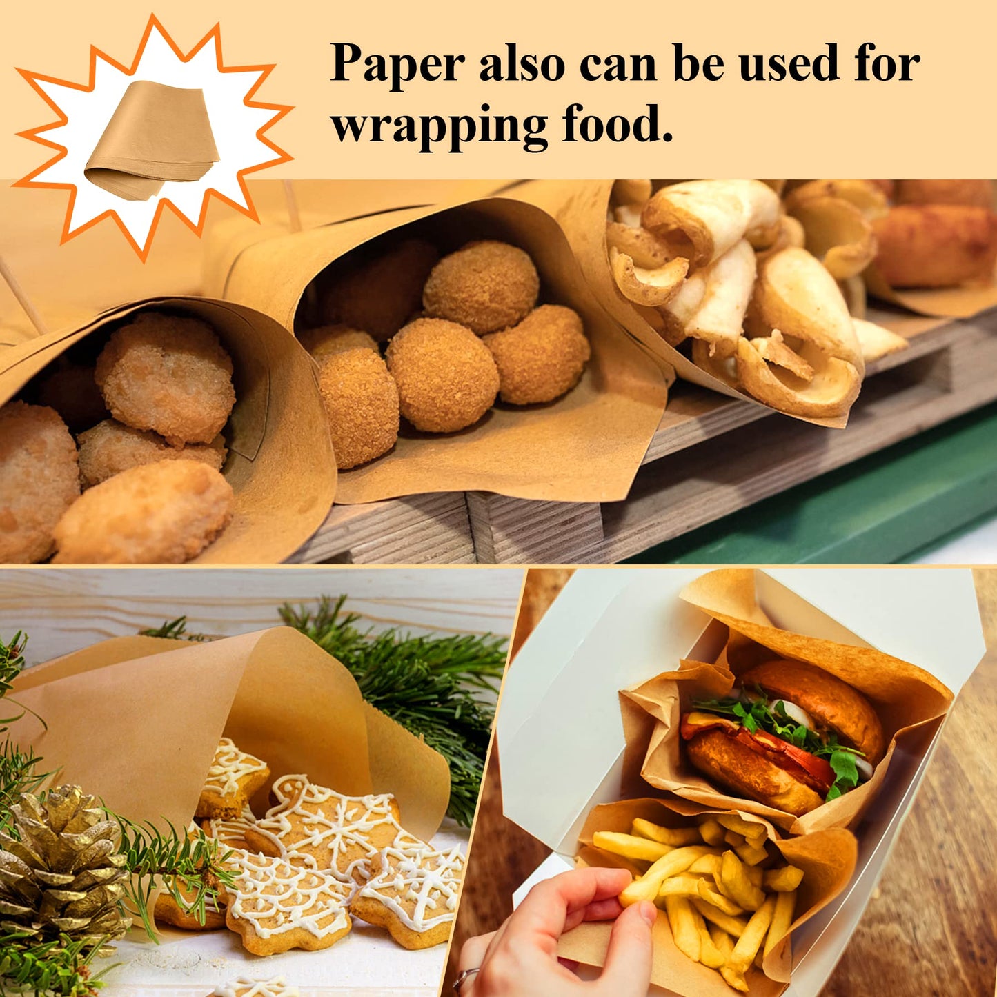DISSKNIC 200PCS Unbleached Parchment Paper 12 x 16, Precut for Baking, Half Sheet for Cookie Sheets, Kitchen Gadgets and Supplies for Oven