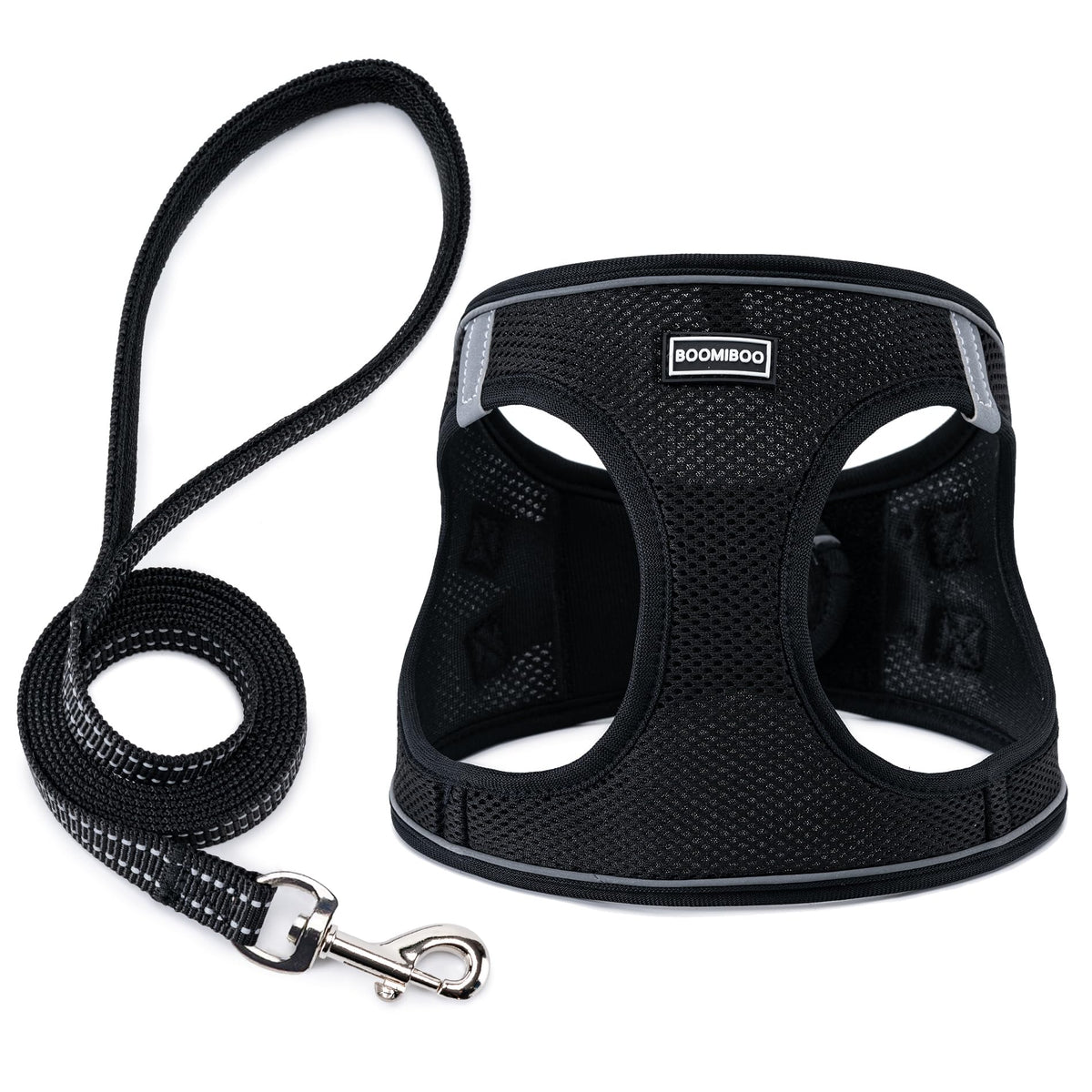 Dog Harness with Leash Set, Step-in Adjustable Puppy Pet Vest,Blue Stripe L