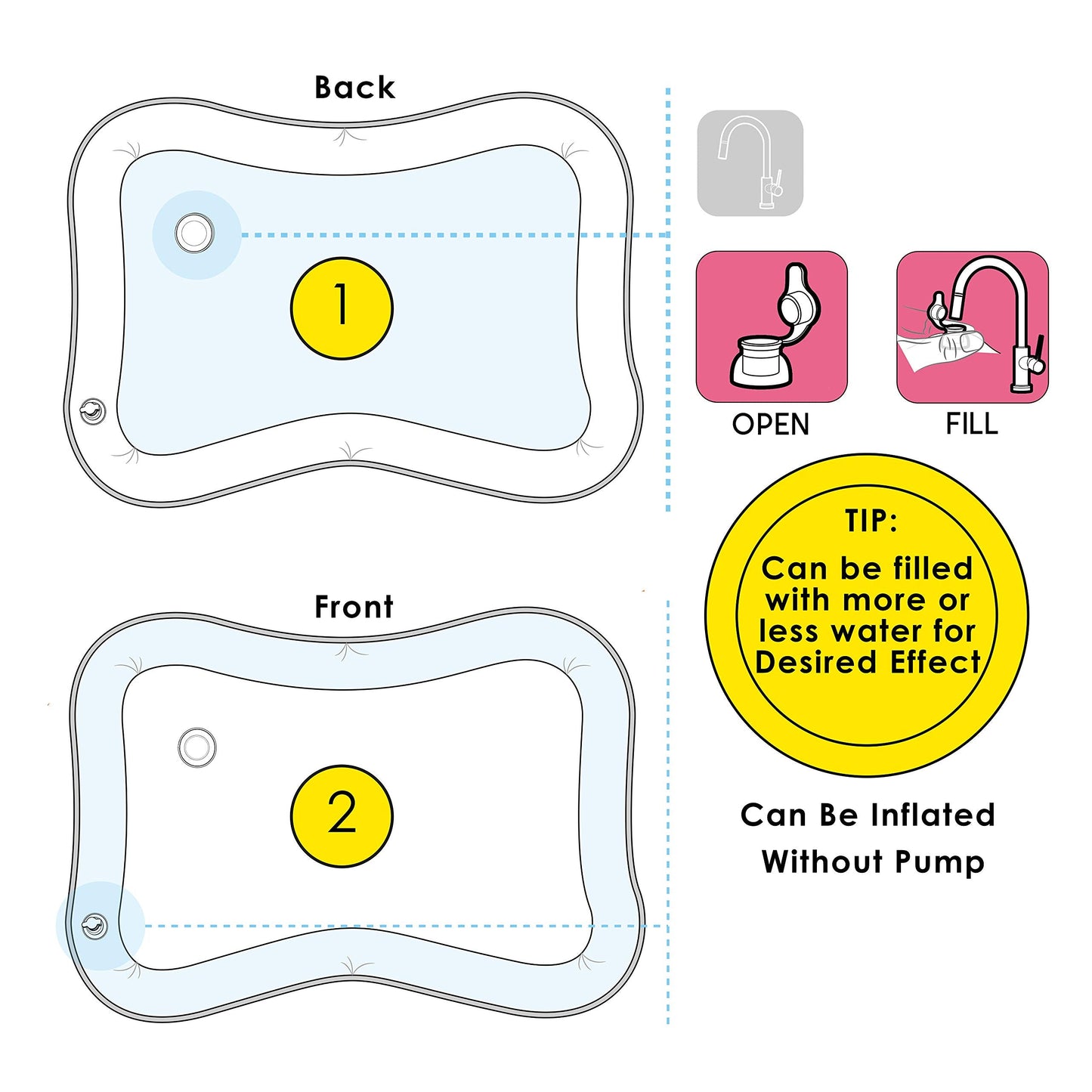 Splashin'kids Inflatable Tummy time Premium Water mat Infants and Toddlers is the Perfect Fun time Play Activity Center Your Baby's Stimulation Growth