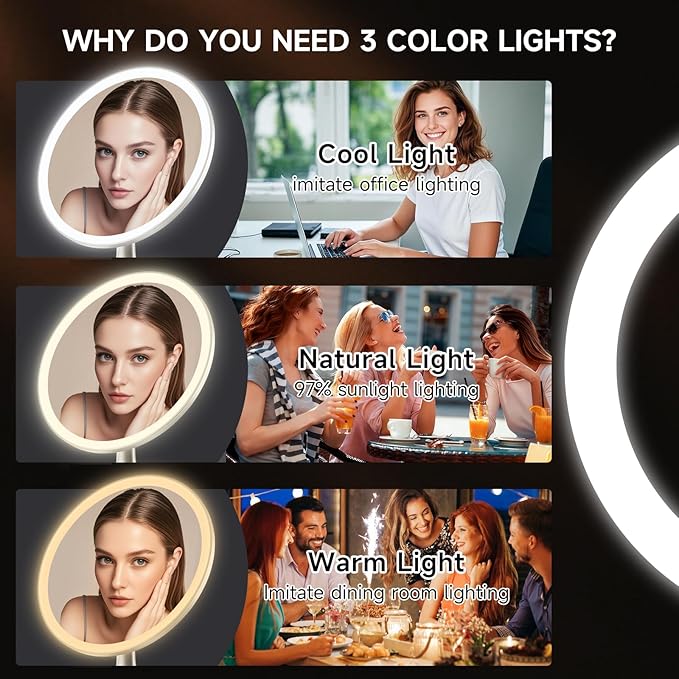 Lighted Makeup Mirror with Magnification Electric Plug in, 7X Magnifying Lighted Vanity Makeup Mirror with Led Lights