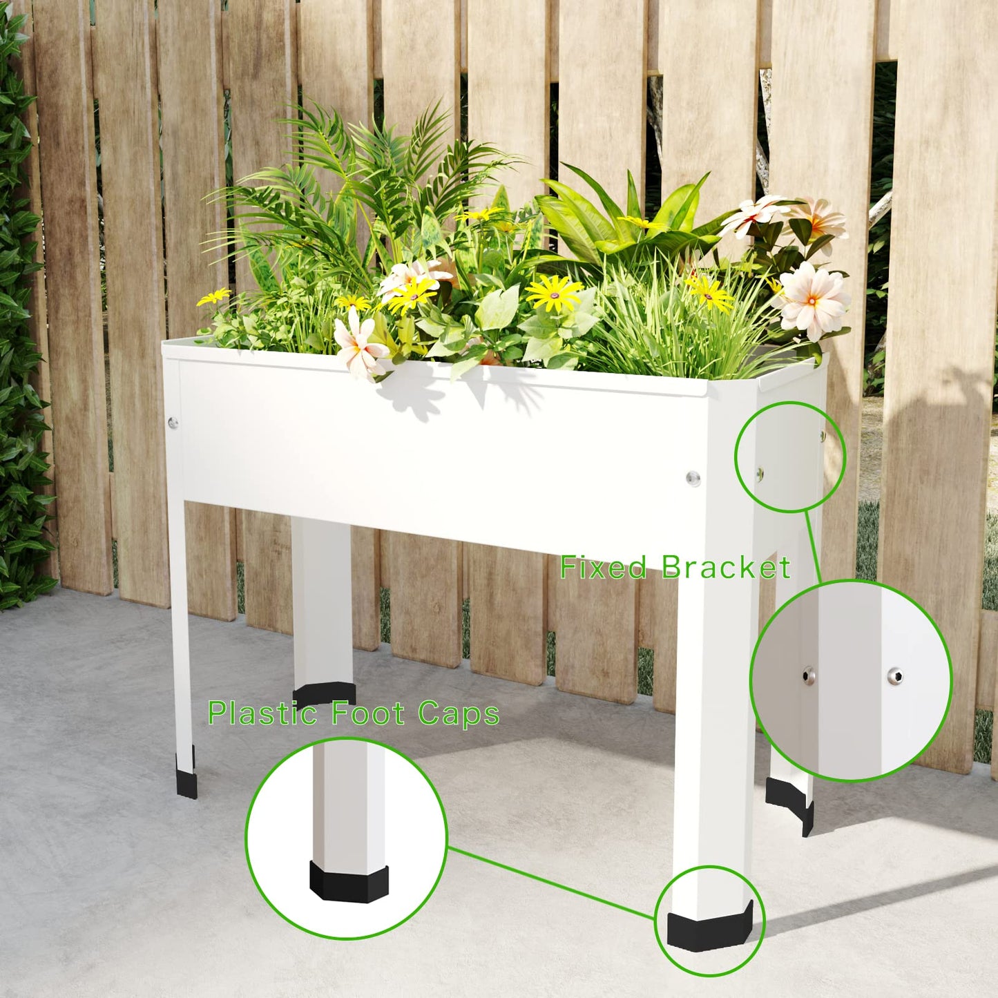 PROXRACER Raised Garden Bed with Detachable Legs Elevated Metal Planter Box for Growing Fresh Herbs Vegetables Flowers Succulents&Other Plants for Outdoor Backyard Patio Deck Balcony White S
