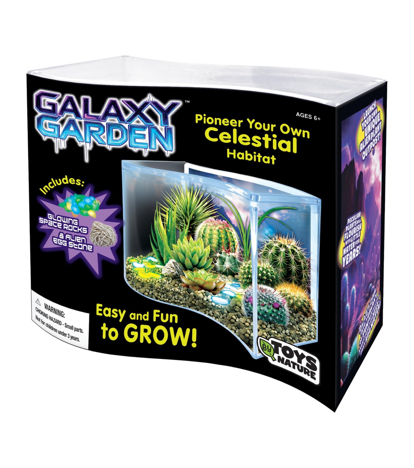 Toys By Nature Galaxy Garden, Wave Terrarium Kit with Live Cactus Plants, Succulents & Alien Egg Stone - Beginner-Friendly Terrariums and Live Indoor Plants Décor