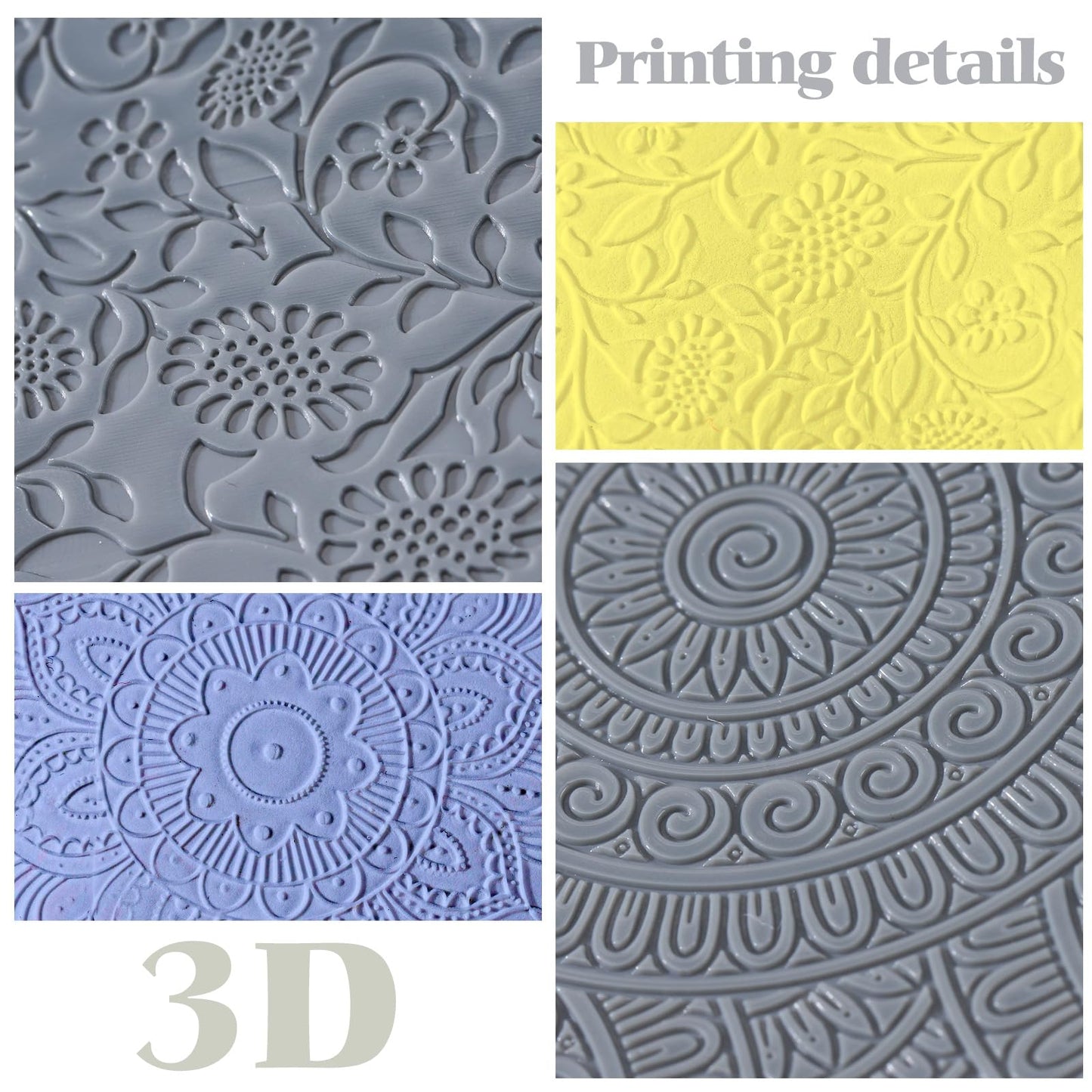 DoubleFill 12 Pcs Polymer Clay Texture Sheets Mat Works with Polymer Clay Cutter Embossin Roller DIY Tools for Pottery Earrings Jewelry Making DIY Craft Supply