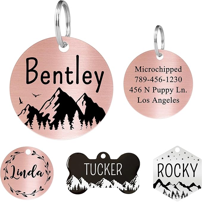 Ultra Joys Custom Dog Tag Personalized Pet Name Tag - Large Bone Mountain