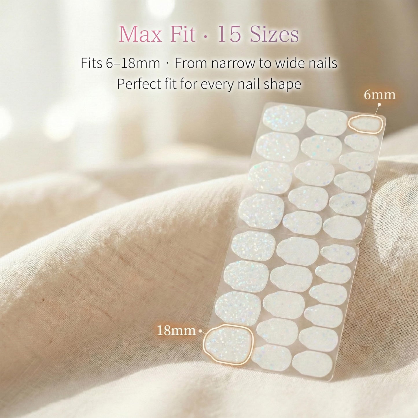 Sun&Beam Nails Jelly Nail Tabs Pro Max 15 Sizes Strong Adhesive Waterproof Double Sided Tabs for Press-On Nails 600 Pcs (for Most Nail Sizes)