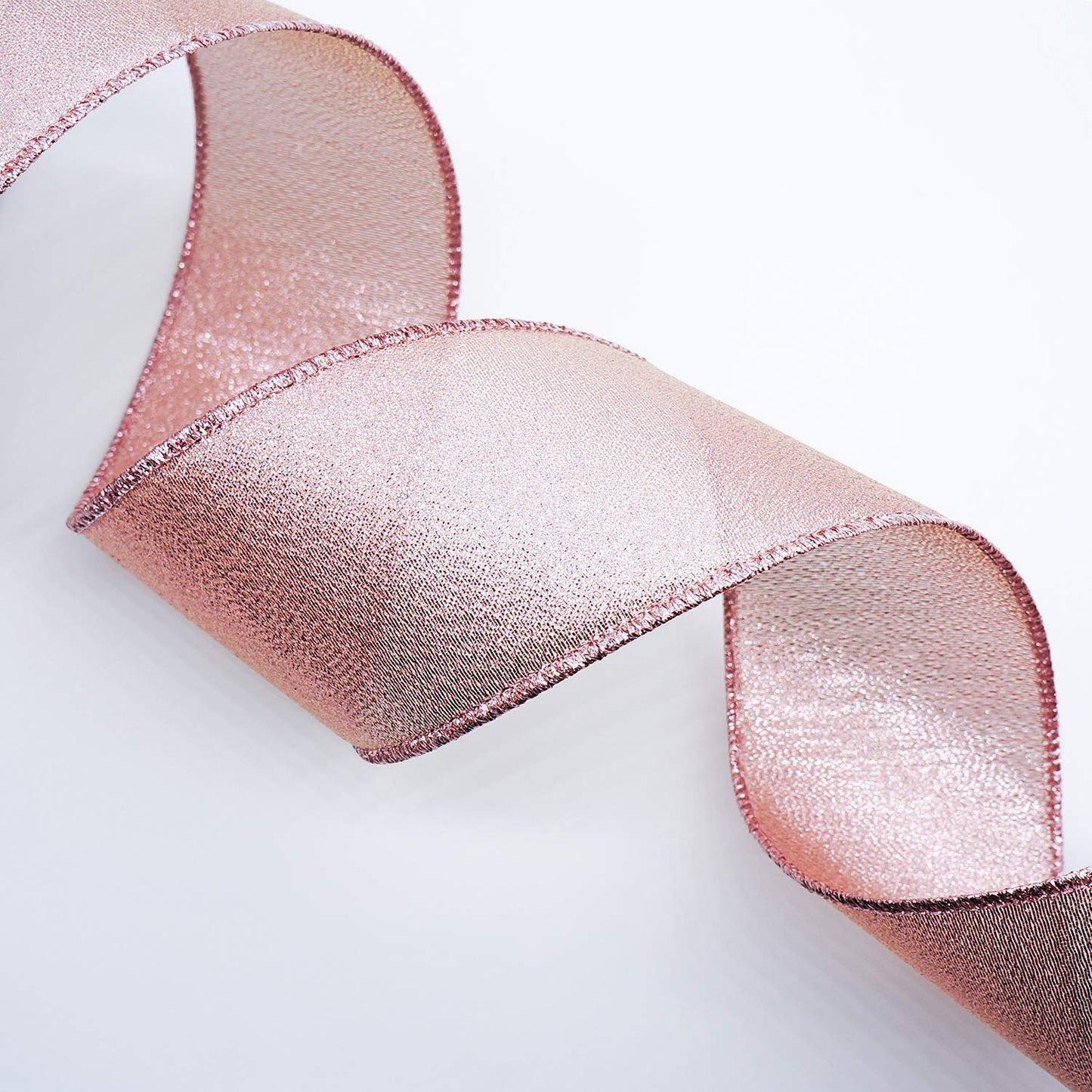 CT CRAFT LLC Metallic Diamond Wired Ribbon 2.5" x 10 Yards Rose Gold for Christmas Home Decor Bow Gift Wrapping DIY Crafts Wreath Garland Wedding
