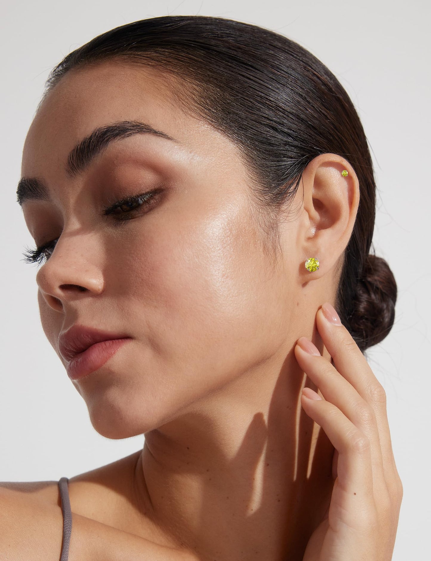 6 Pairs Stud Earrings Set Hypoallergenic Cubic Zirconia 316L Earrings Stainless Steel Earrings for Women (Yellow)