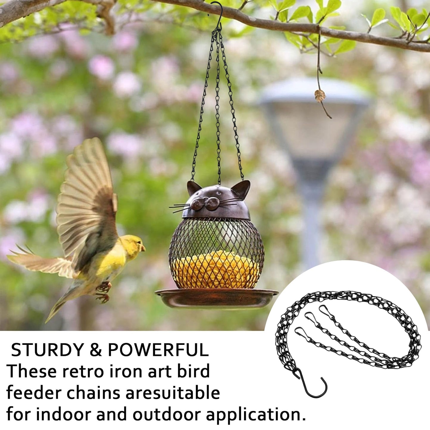 XXFBJNMD 8 Pcs Hanging Chain 21.6 Inches Black Hanging Plant Chain and Hooks 3-Point Basket Replacement Chain for Planters, Bird Feeders, Lantern, Lamp