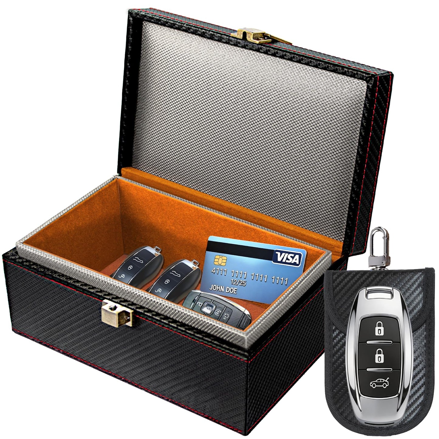 OMKHE Faraday Box for Car Keys – RFID Signal Blocker, Key Fob Protector, Anti-Theft Keyless Entry Protector with Faraday Pouch