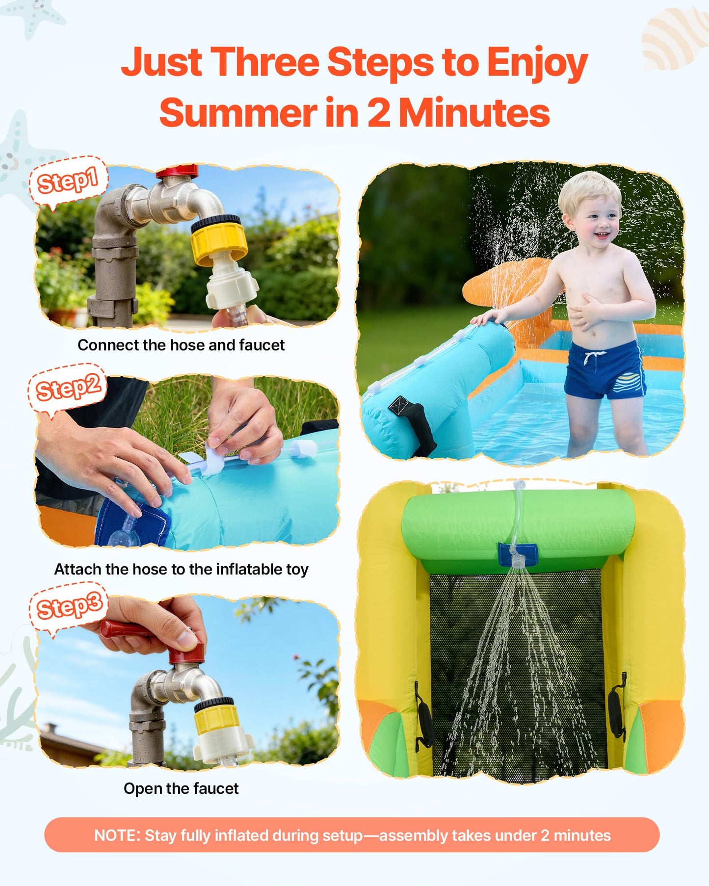 VEVOR Bounce House for Kids, Inflatable Bounce House with Air Blower, Water Slide, Bouncer Castle with Castle Bounces, Tall Slide, Splash Pool & Pretend Market Booth, for 3 to 4 Kids Ages 3 to 8
