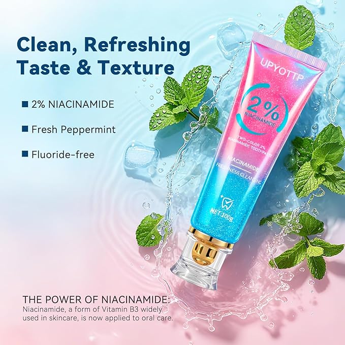 Niacinamide Whitening Toothpaste, Niacinamide Intensive Whitening Toothpaste, Fresh Breath, Improves Gum Health,Fluoride-Free, Suitable for Sensitive Teeth(2pcs)
