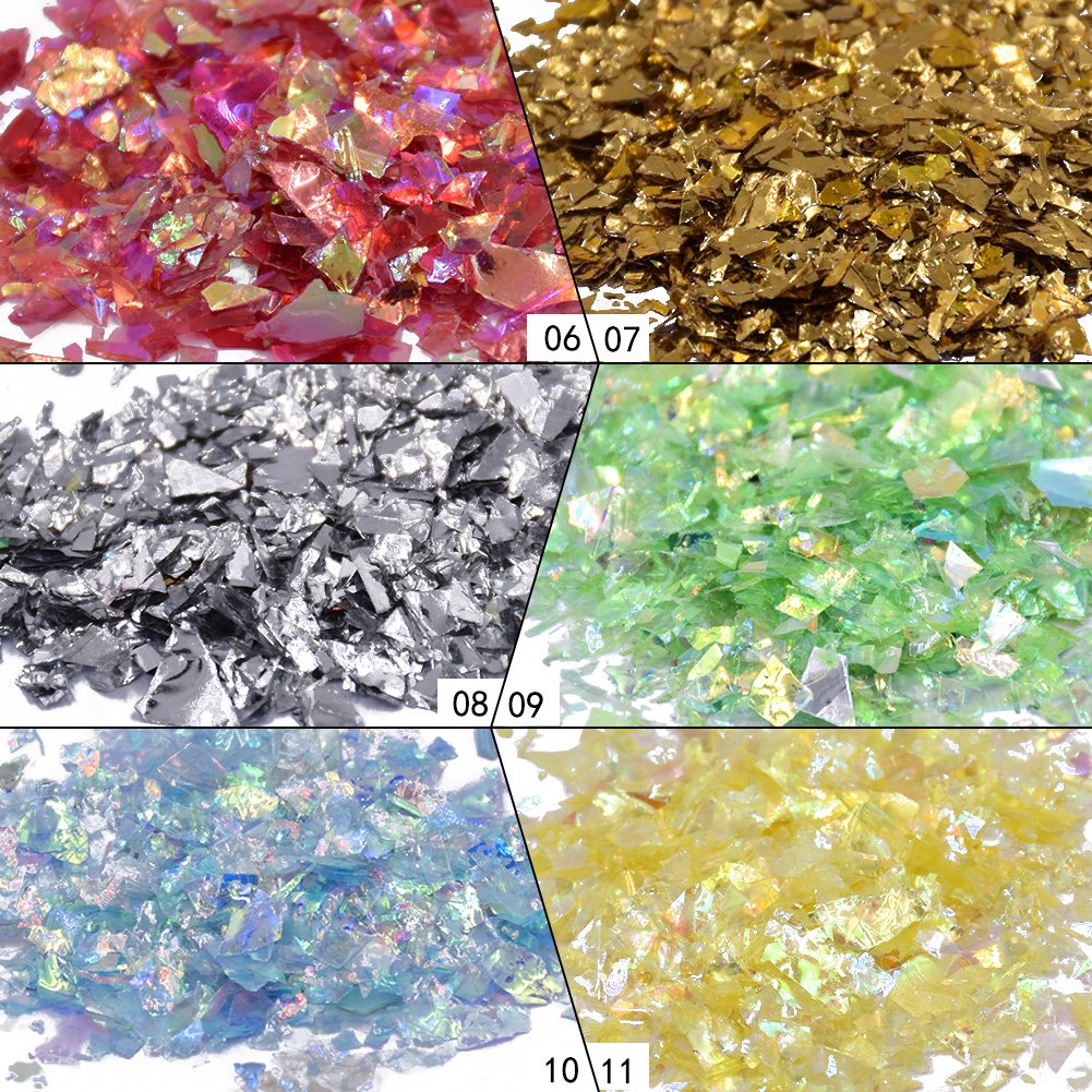 Yeslady Nail Glitters Mylar Slices Sequins Chunky Iridescent Flakes Round Mermaid Charms DIY Art Sticker Tips Decoration 24Boxes