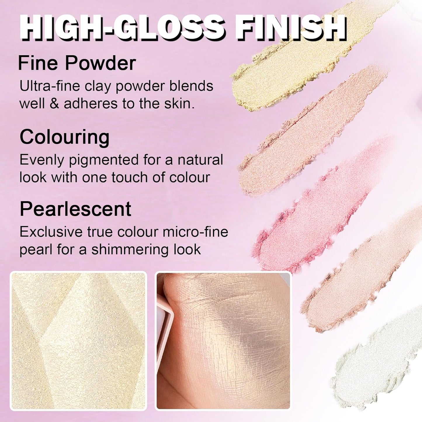 White Highlighter Makeup Palette Face Highlighter Powder Iluminadores De Maquillaje Narutal Shimmer Glitter Highlighter Contour Powder Makeup Palette-01 Pearl White