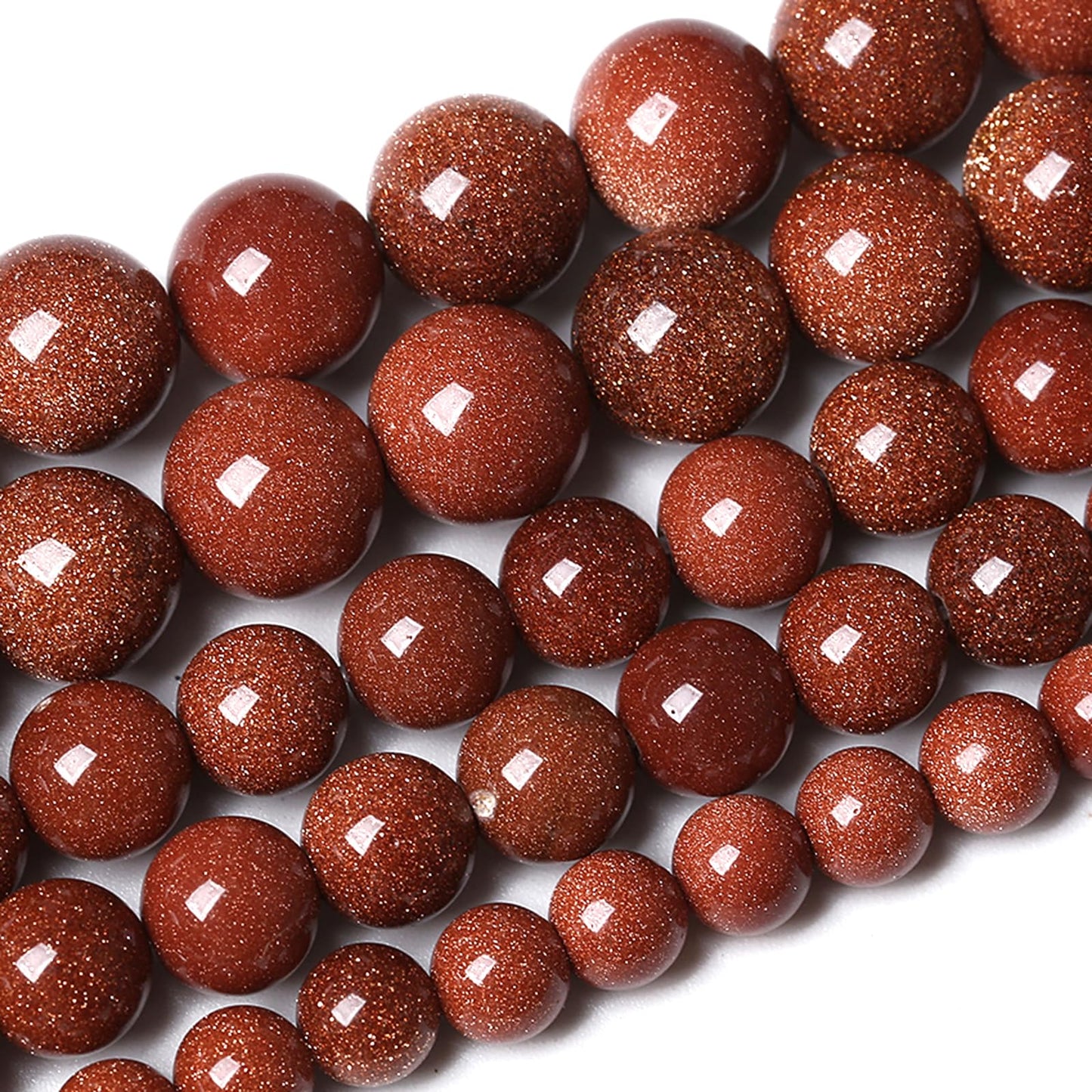 180pcs 4MM Gold Sandstone Beads Natural Stone Round Loose Beads for Jewelry Making DIY Bracelet Necklace 2 Strands 32"