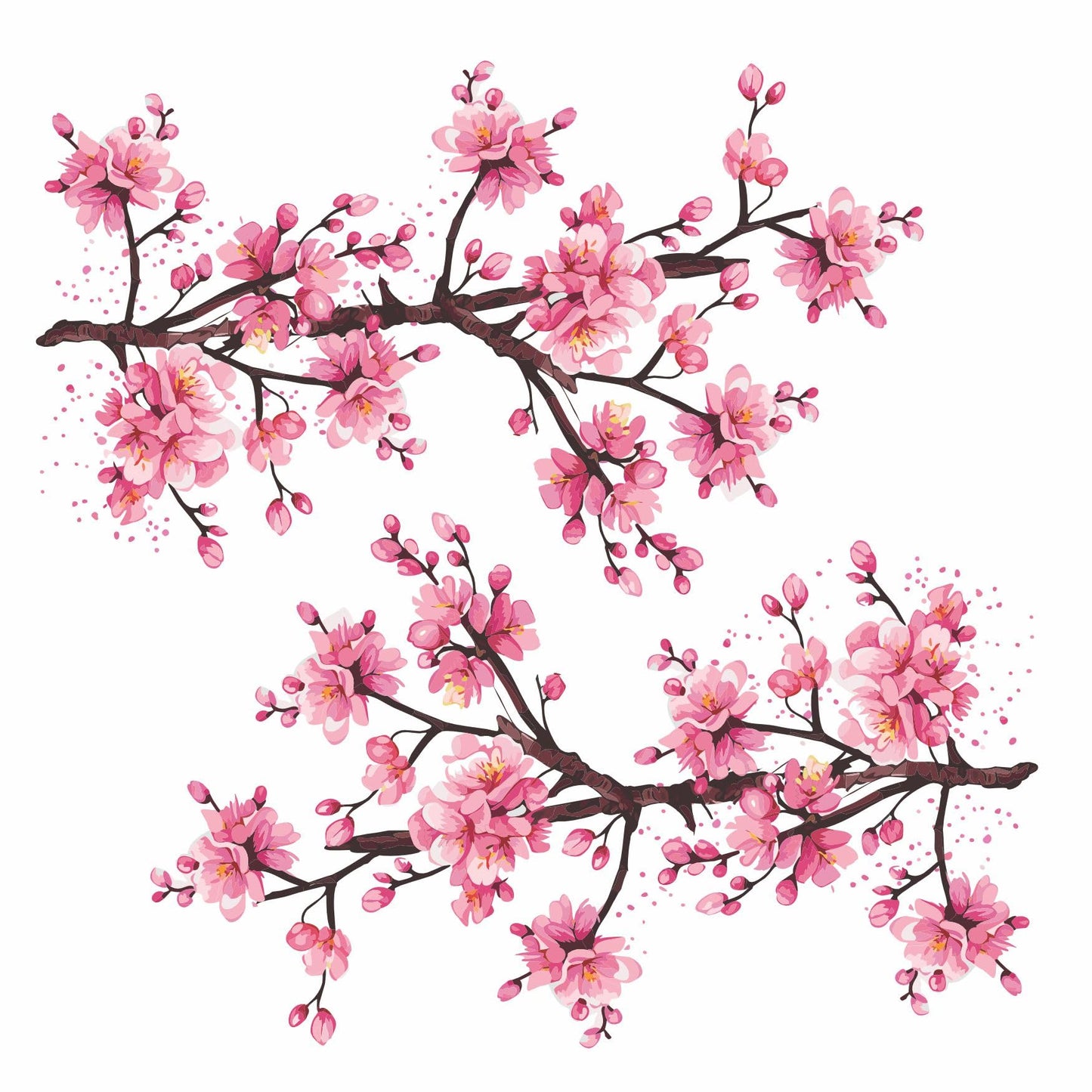 Window Flakes Cherry Blossom Window Clings - 2 Large 40" x 12" Spring Floral Border Decals - Double Sided UV Print Static Cling for Glass - Bird Strike Prevention Sakura Branch Decor - Made in USA