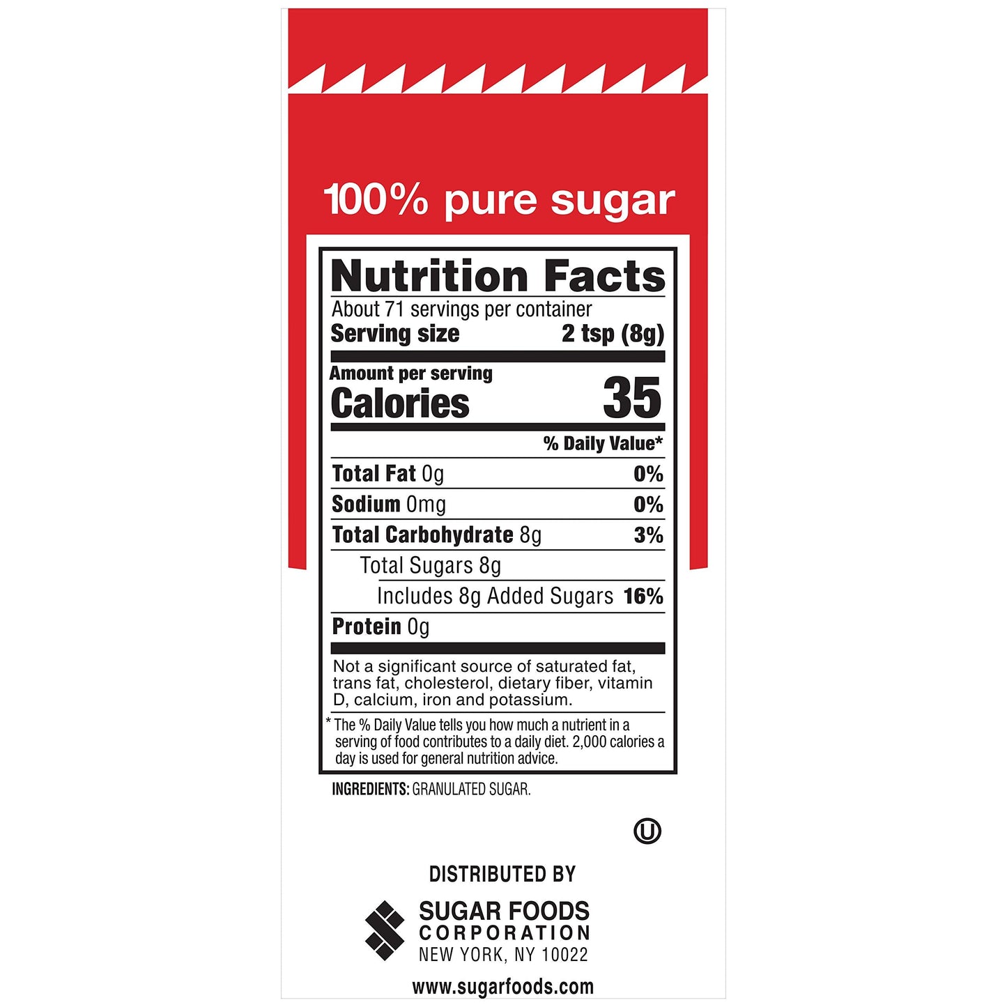N'Joy Sugar Canister | 20 Ounce, Pack of 6 | 100% Pure Granulated Sugar| Easy Pour Lid, Bulk Size