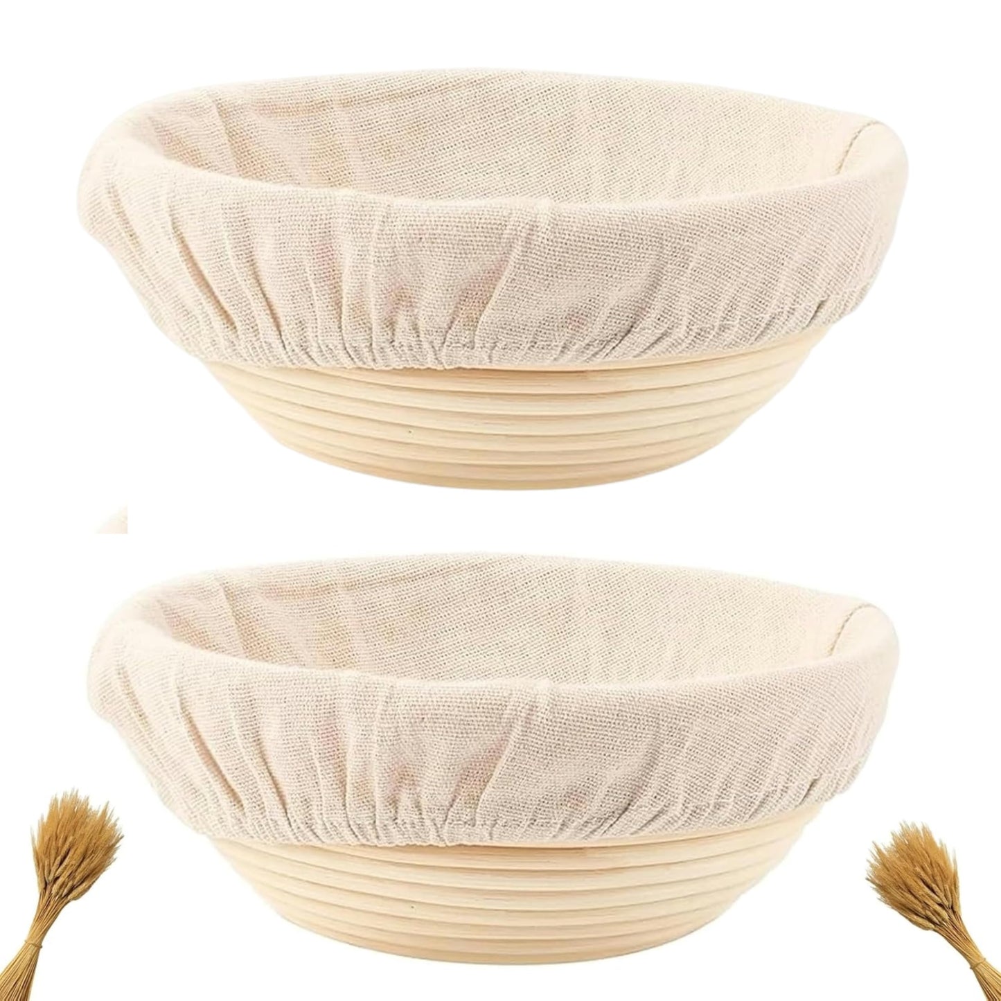 Proofing Baskets for Sourdough Bread Baking, 2 Pack Banneton Bread Proofing Basket 9 inch Round Proofing Bowls for Sourdough Bread with Liner Making Baking Fermentation Tools Supplies