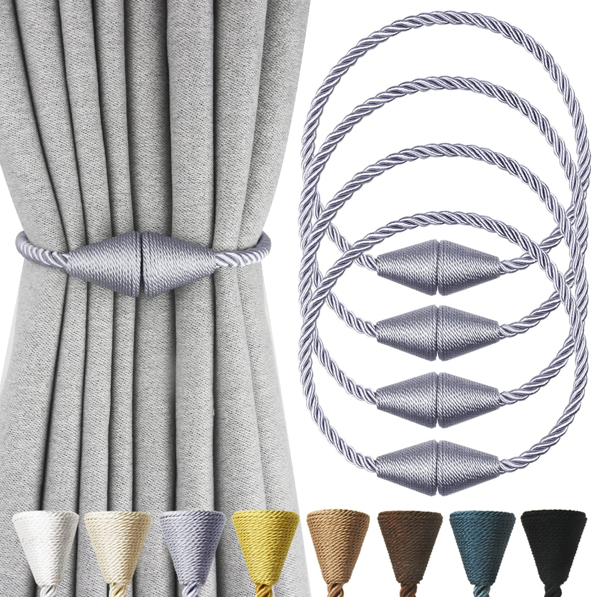 Magnetic Curtain Tiebacks Rope Decorative Holdbacks for Drapes Nieffeiy