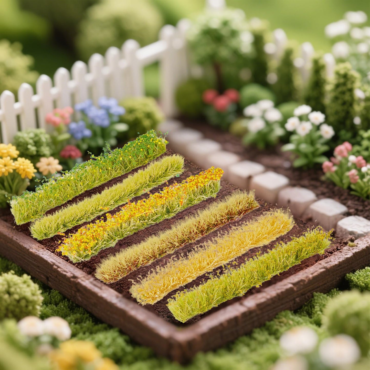 Warmtree 24 Pcs Static Grass Bushy Tufts Lowland Shrubs Model Kit Scenery Model DIY Miniature for Train Landscape Railroad Scenery Sand Military Layout Model War Gaming Terrain Diorama Supplies