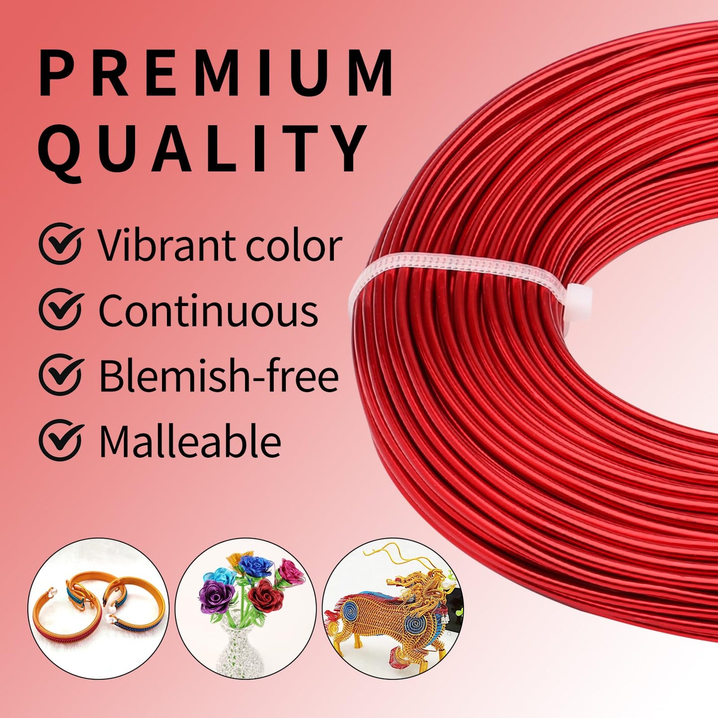 12 Gauge Aluminum Wire 100FT, 2mm Bendable Metal Anodized Aluminum Wire for Sculpting Jewelry Making Crafts Wreath Beading Floral(Red)