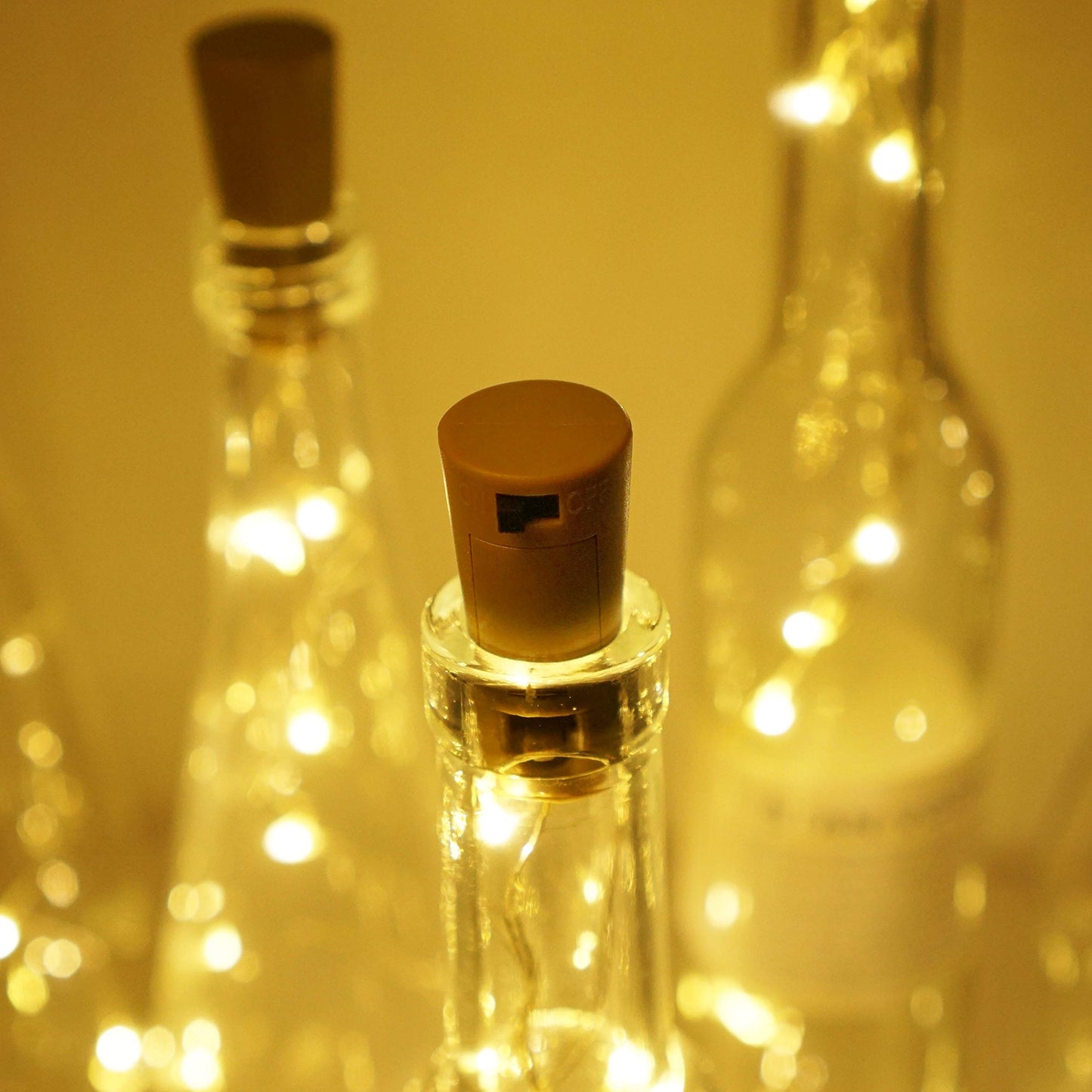 LoveNite Wine Bottle Lights with Cork, Battery Operated 30 Pack 20 LED Cork Shape Silver Wire Fairy Mini String Lights(No Bottles) for DIY, Party, Decor, Christmas, Halloween,Wedding (30, Warm White)