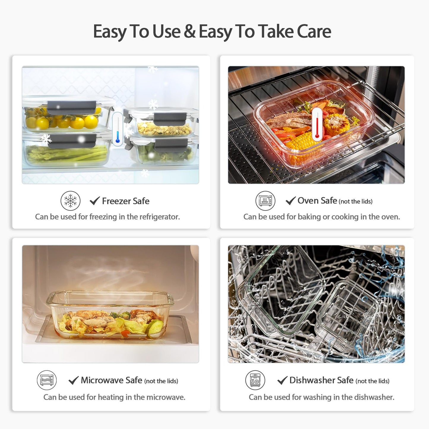 AILTEC 10 Pack Glass Meal Prep Containers, Glass Food Storage Containers with Lids Airtight, Storage Container Set with Lid for Food, Bpa-free, Leak-proof, Microwave Oven Freezer Dishwasher Safe