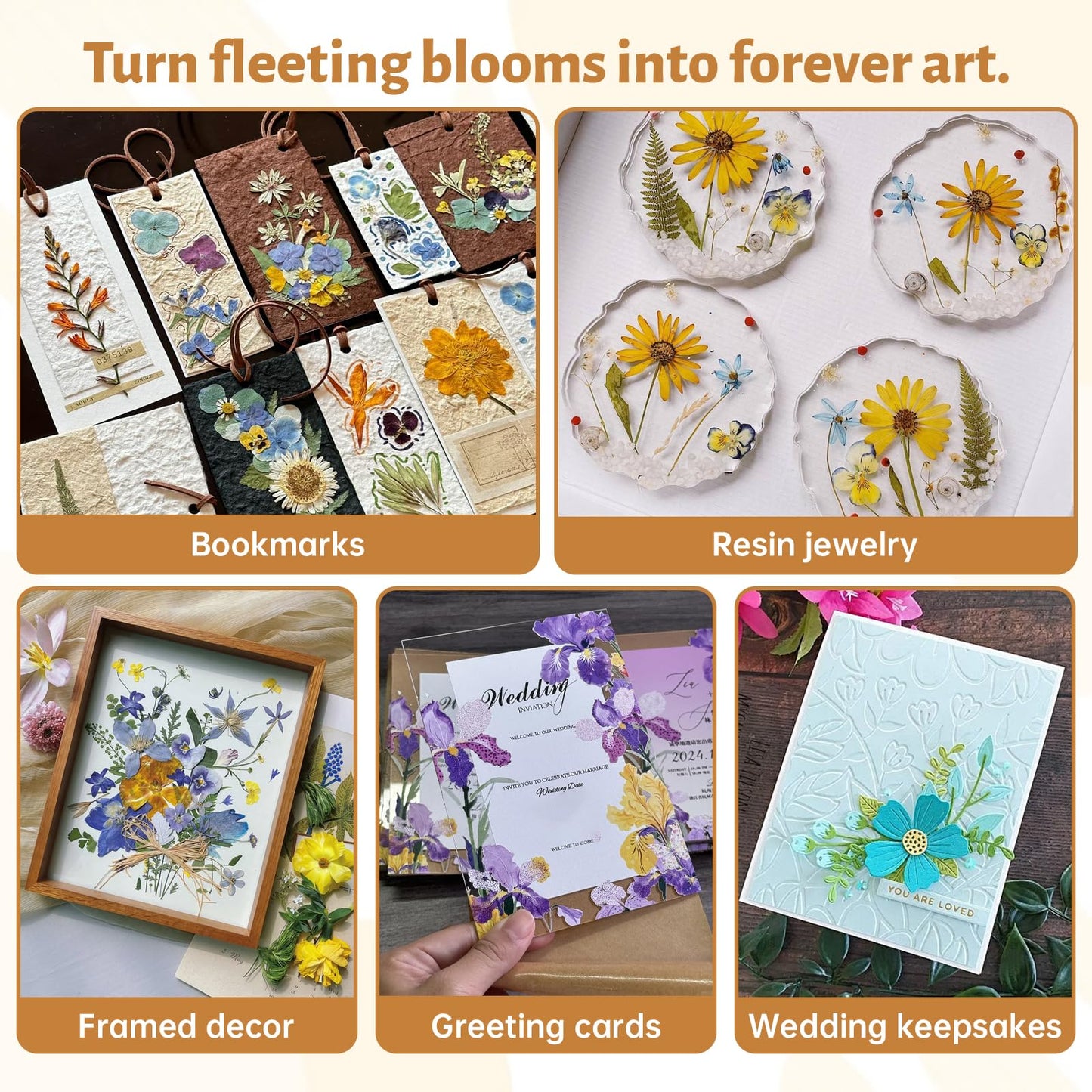 HomdMarket Spring Flower Press Kit - 12"x8" Wooden Press with 6 Layers & Even Pressure, Includes Tools & Archival Envelopes for Dried Flowers, Wedding, Resin Art