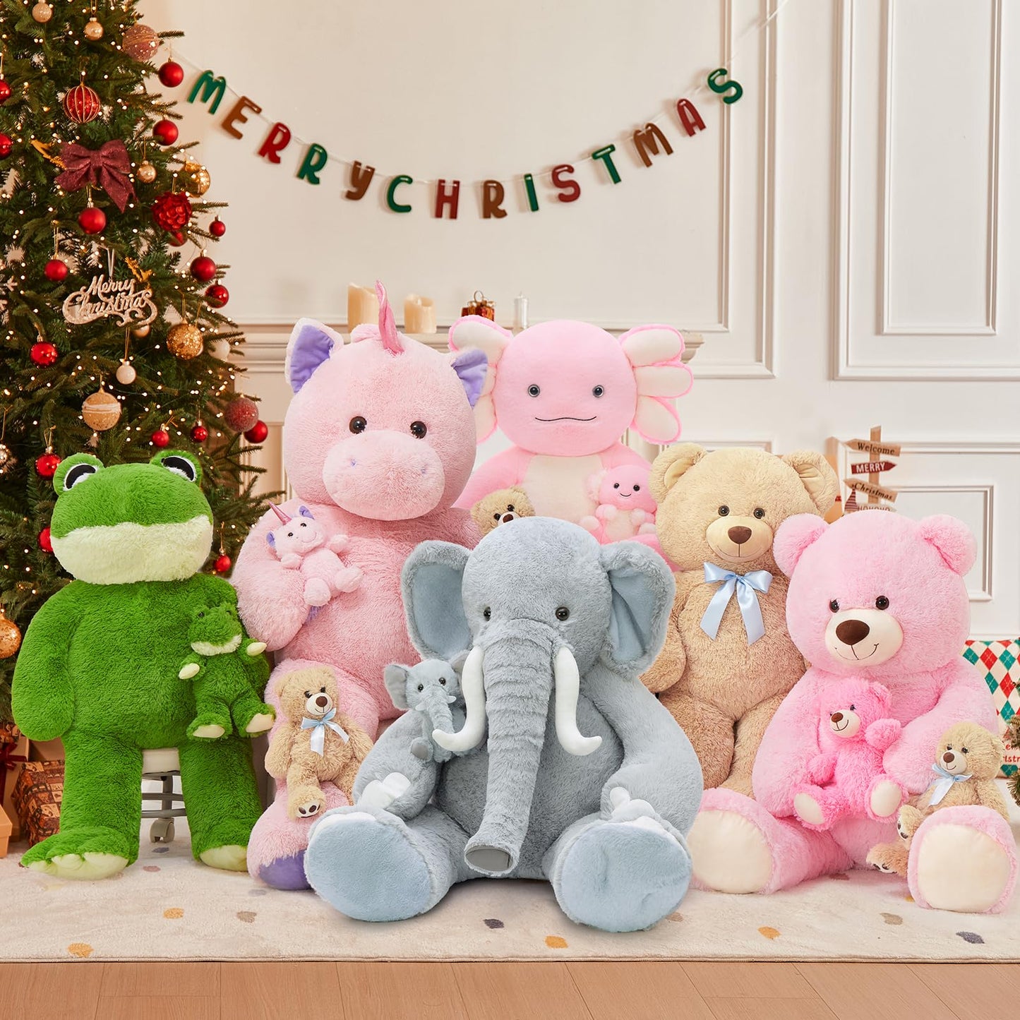 MorisMos Giant Pink Unicorn Stuffed Animal with Pony Plush Toy,39" Large Mama & Baby Stuffed Unicorn Toys Gift for Girl Boy Women Girlfriend,3ft Big Stuffed Animal for Baby Shower Birthday Party Decor