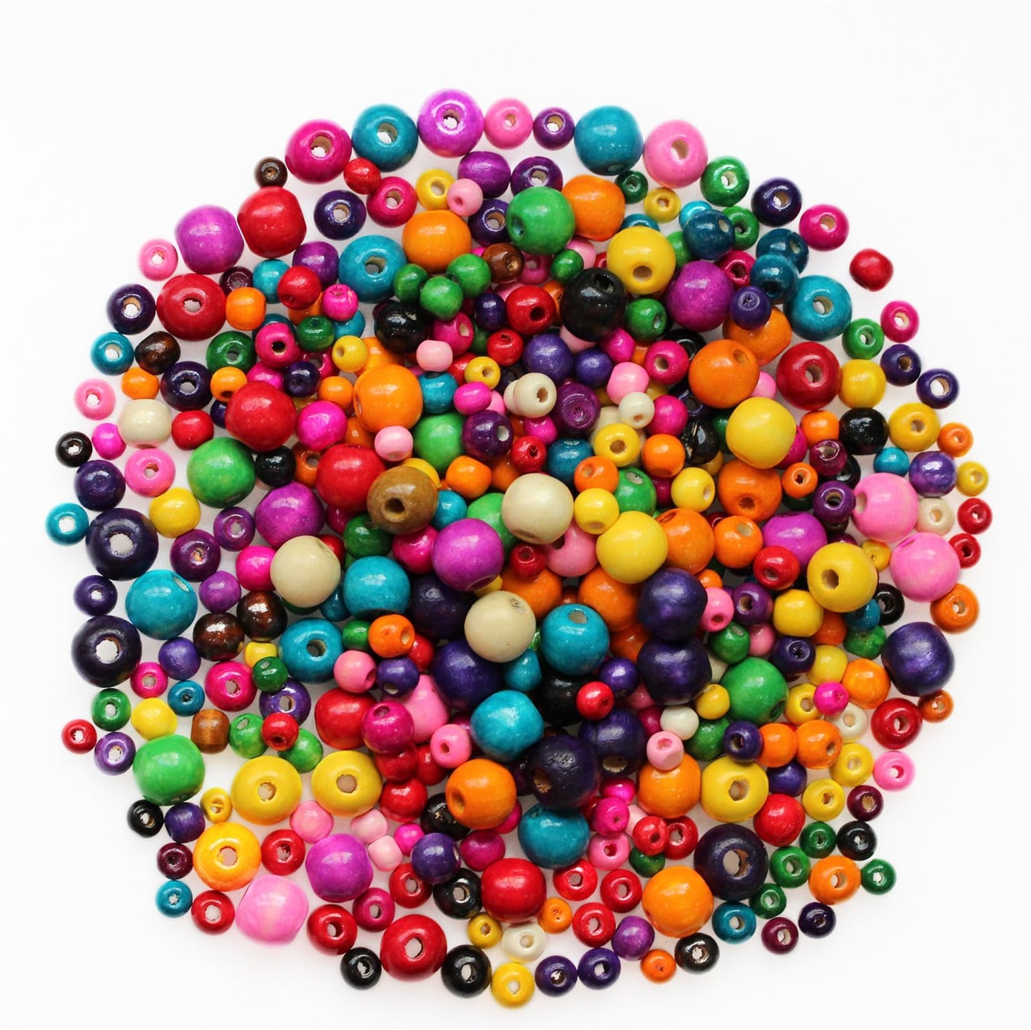 BetterJonny 800 Pcs Colorful Wooden Beads - 4 Size Large Hole Painted Wooden Beads for Macrame Rosary Bracelet Jewelry Craft Making (8mm, 10mm, 12mm, 16mm)