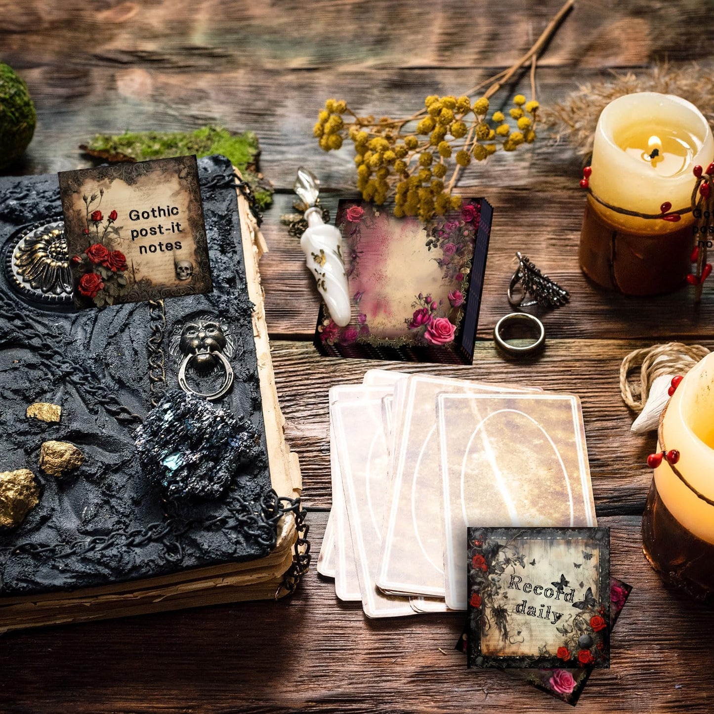 16 Pieces Halloween Gothic Style Sticky Notes Self-Adhesive Gothic Style Design Note Pads Gothic Style Sticky Memo Notes for School Office Home Supplies Students Teachers Gift