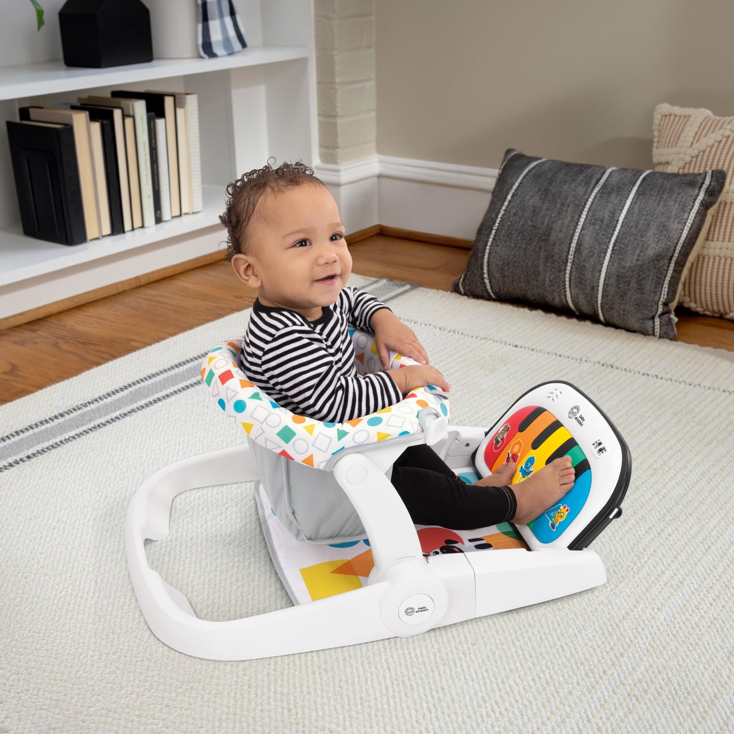 Baby Einstein 4-in-1 Kickin' Tunes Learn-to-Sit Music & Language Floor Seat, with 2 Positions and Detachable Kick Piano, Ages 4 Months and Up