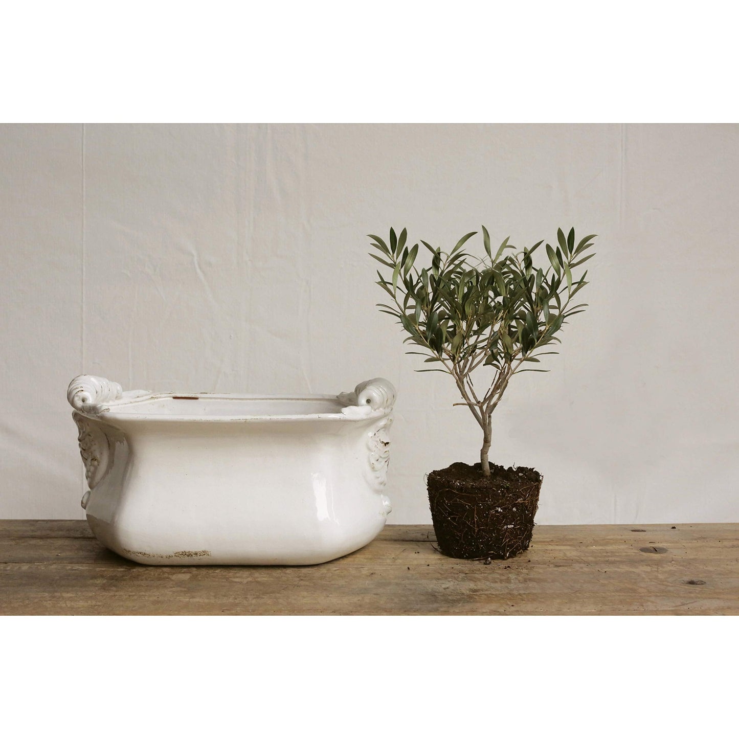 White Terracotta Cache Pot