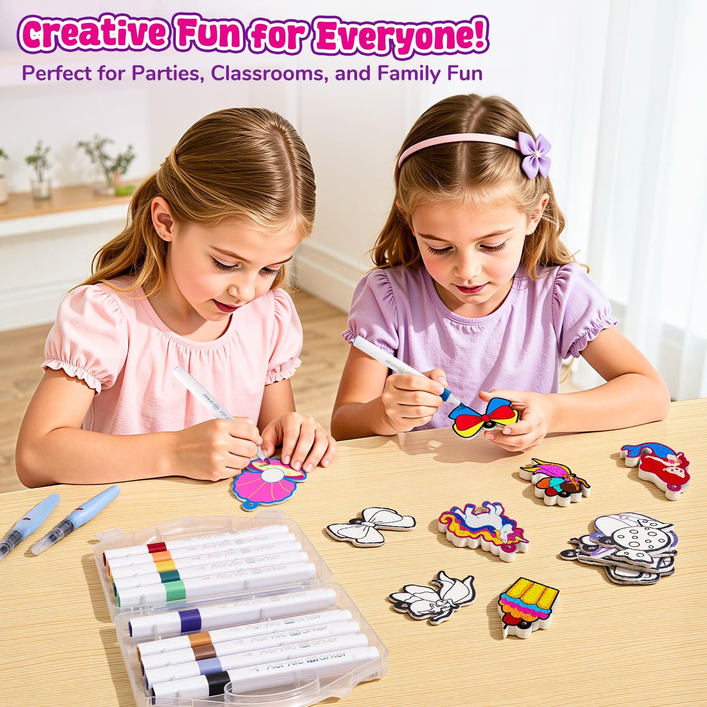 JoyCat Art Kit- 3D DIY Foam Texture Painting Kit, Unicorn & Princess Magic Puffy Paint Kit, Easter Basket Stuffers, Craft Kits for Kids, Creative Gift for Girls & Boys Ages 4, 5, 6, 7, 8, 9, 10