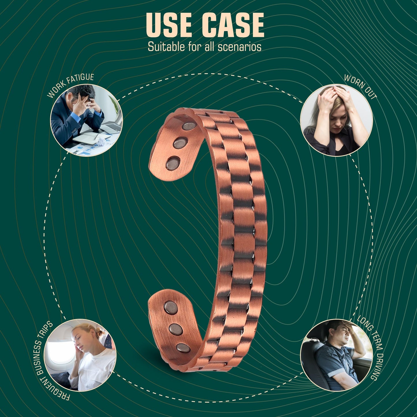 FASCIO Pure Copper Bracelet for Men Women with Healing Magnets,Adjustable Size Bangles with box