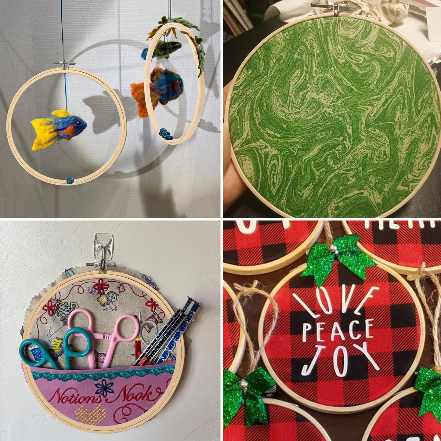 kukmakri 17 PCS 8 inch Embroidery Hoop, High-Quality Bamboo Circle Cross Stitch Hoop, Versatile, Eco-Friendly, and Durable for Art, Craft, and Needlework