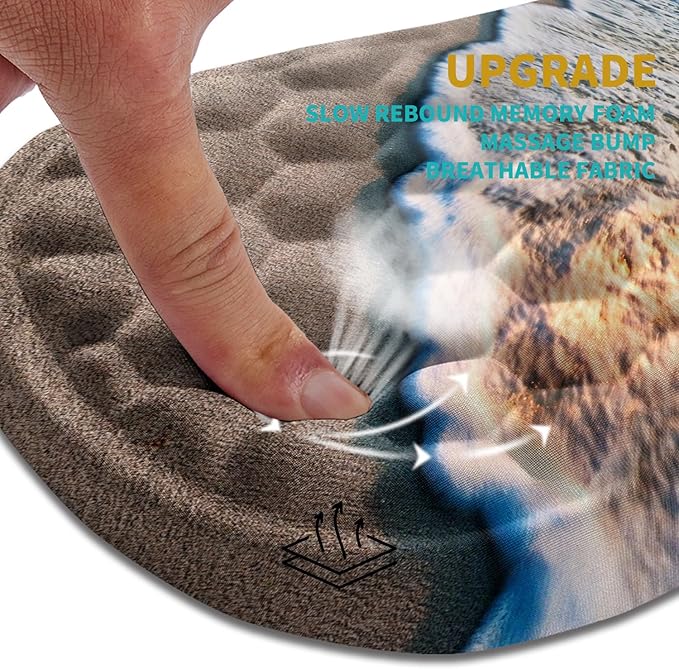 Hokafenle Ergonomic Mouse Pad Wrist Support, Wrist Rest Mousepad for Carpal Tunnel Pain Relief with Integrated Memory Foam Slope Massage Bulge (11.8x7.9 inch,Beach Sunset