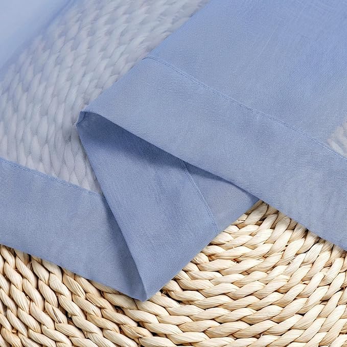 Chyhomenyc Sheer Curtains 84 Inches Long 2 Panels Set - Light Filtering Soft Airy Window Curtains, Rod Pocket for Living Room Bedroom Window Drapes, 42Wx84L Inch, Denim Blue