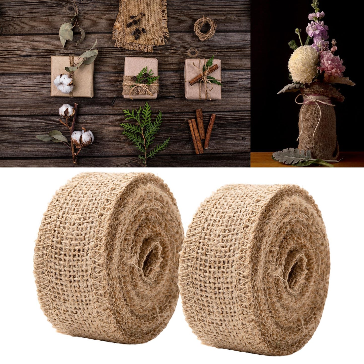 12 Inch Natural Burlap Fabric Roll - 10 Yards Jute Fabric Ribbon for DIY Gift Wrapping Craft Projects, Wedding & Christmas Home Decoration (30 cm, 12 in)
