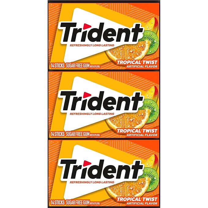 Trident Tropical Twist Sugar-Free Chewing Gum, 14 Count (Pack of 12) (168 Total Pieces)