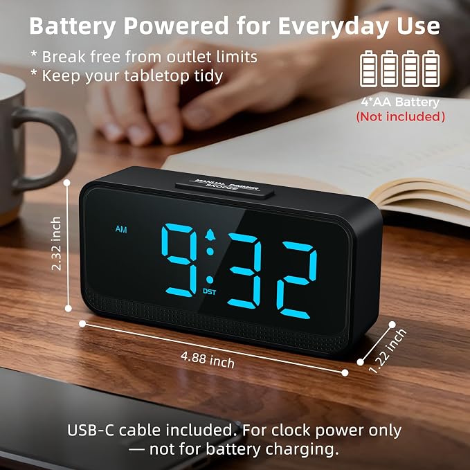 Battery Operated Small Alarm Clock: Compact Cordless Design