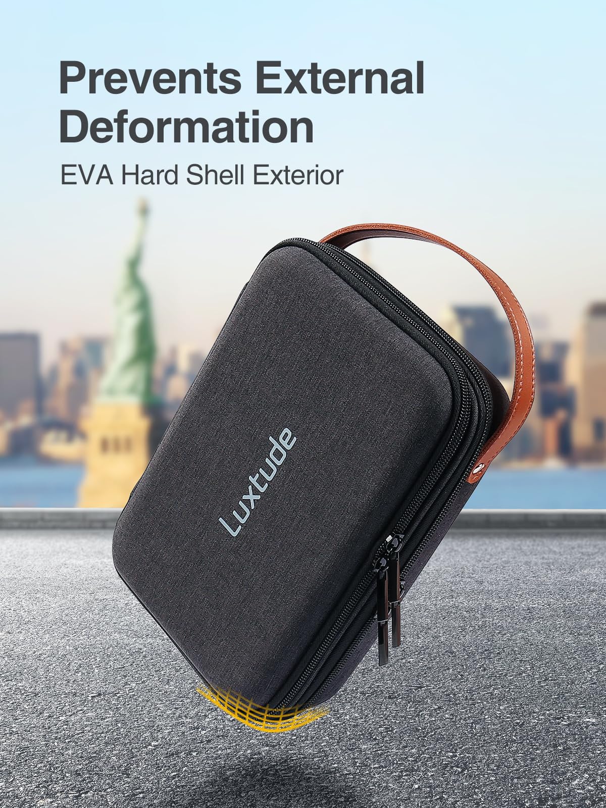 Luxtude Electronics Organizer Travel Case, Portable Tech Bag for Working/Travelling, Sturdy Hard Shell Zipper Cases for Charger/Mouse/Hard Drive, Case Only