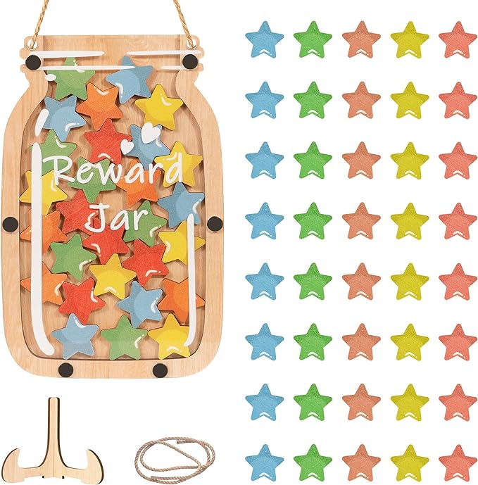 Personalized Stars Reward Jar Magnetic Reward Jar, Classroom Reward Jar for Kids, Jar Reward System Behavior Chart for Kids Incentive Chart for Classroom (Star)