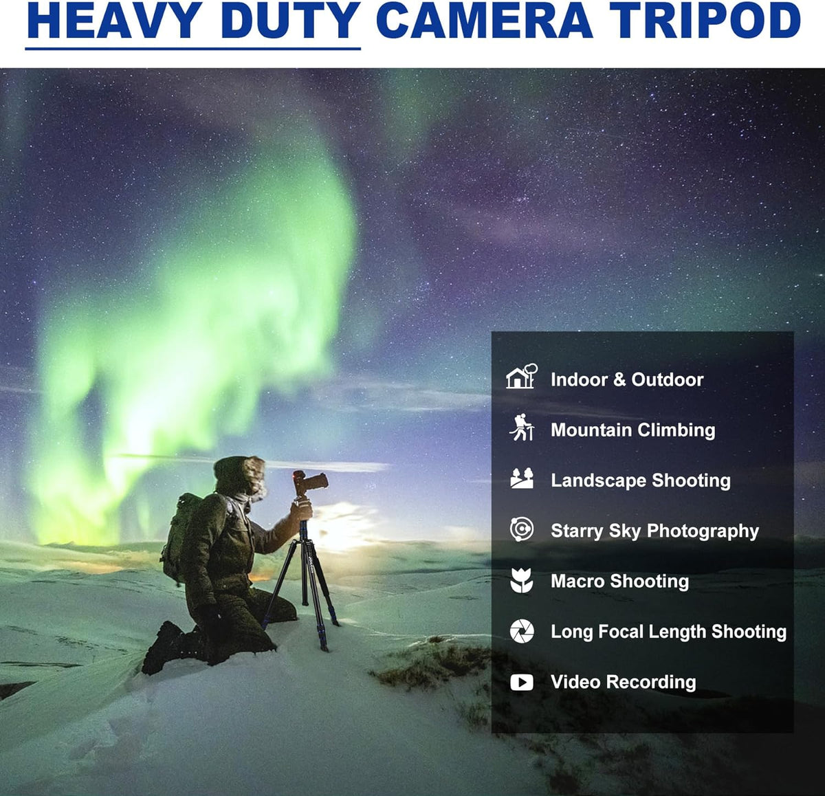 80/85 inches Heavy Duty Tripod for Camera and Phone, 85" Camera Monopod Tripods, DSLR Binoculars Spotting Scope Camcorders Video Tripod Stand, 360 Degree Ball Head, 35 lbs Loads