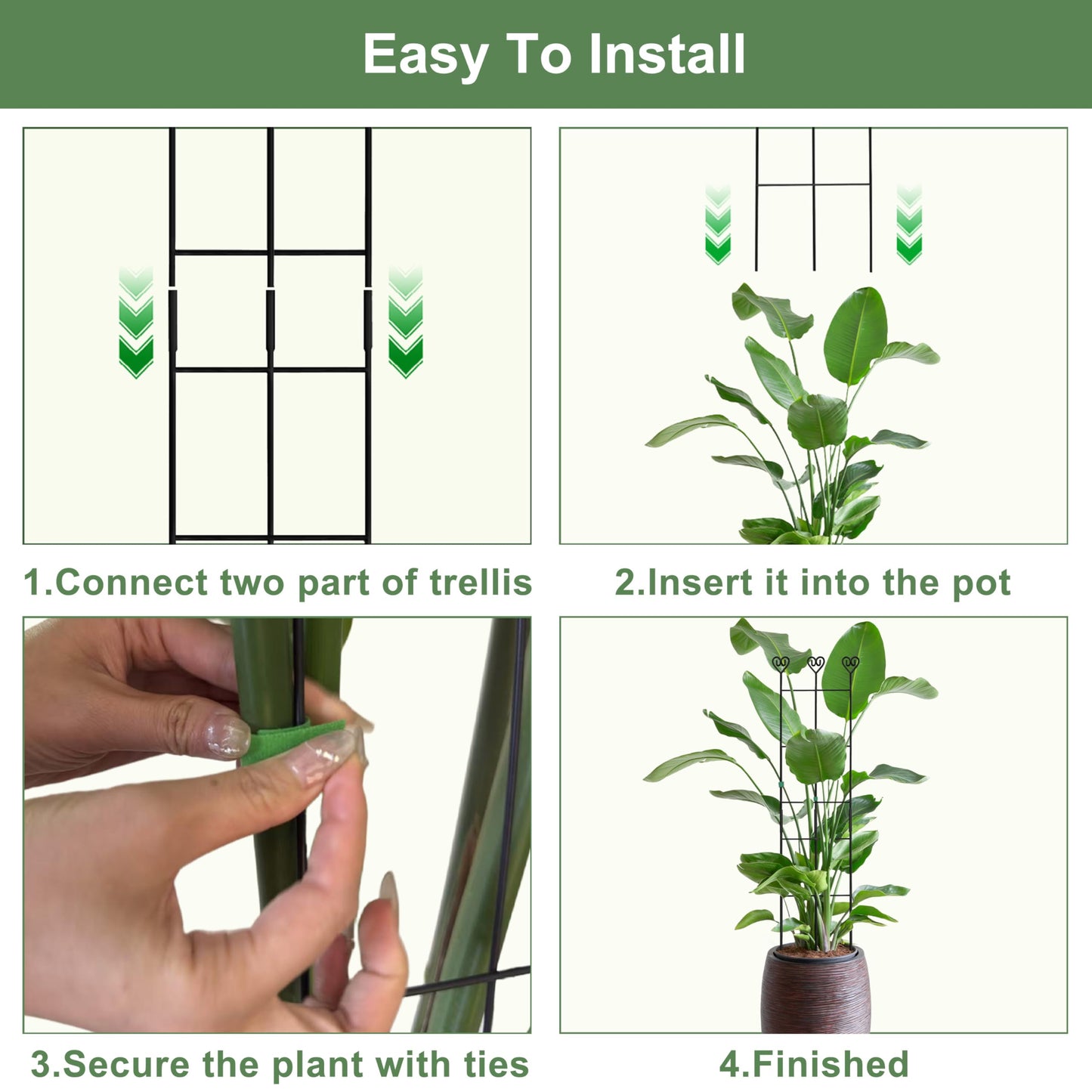 Coomin 2 Pack 32in Monstera Plant Support Stakes for Indoor Plants, Stackable Garden Trellis for Climbing Plants Outdoor, Metal Plant Climber Support for Pothos Philodendron Vine