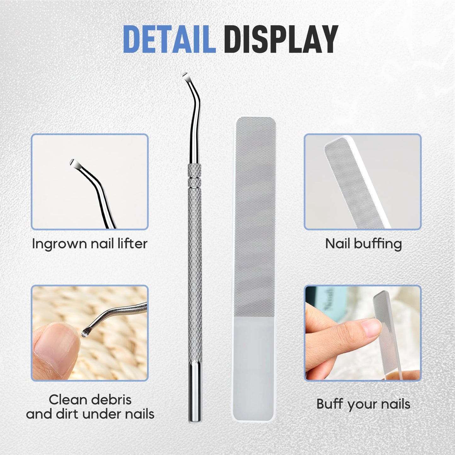 YAWOTA Wide Jaw Opening Anti-Splash Slanted Nail Clipper 3PCS Set with Case, Household Fingernail and Toenail Clippers Set for Ingrown Nails & Thick Nails (Black)