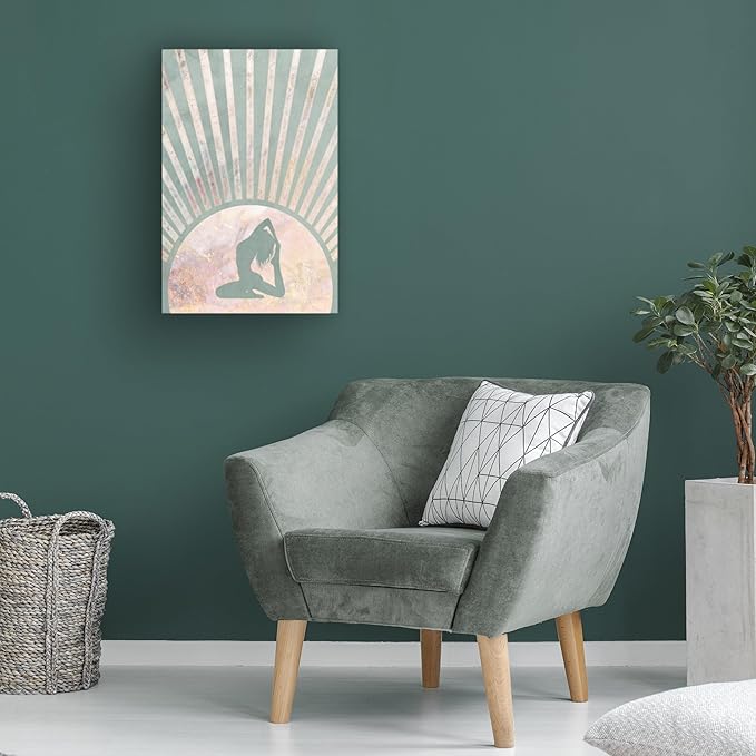 Trademark Fine Art Canvas Wall Art - Sarah Manovski 'Yoga Boho Sun Rise Green 7' Wall Art for Living Room, Bedroom, or Office Décor