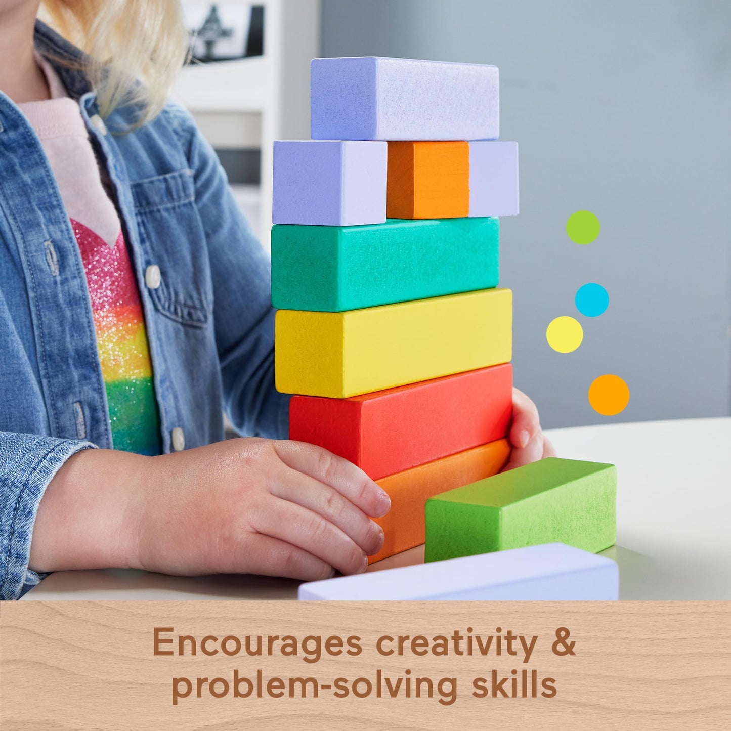 Fisher-Price Toddler Toy Wooden Stacking Blocks, 65 Wood Pieces for Preschool Kids Ages 18+ Months