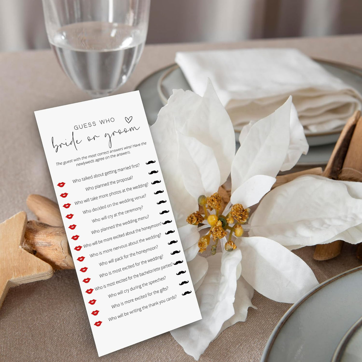 Bridal Shower Games, Bride or Groom, 25Pcs 4x9inch Minimalist White Double-Sided Bridal Game Cards, Wedding Shower Games for Guests, Engagement Bachelorette Party Supplies - A19
