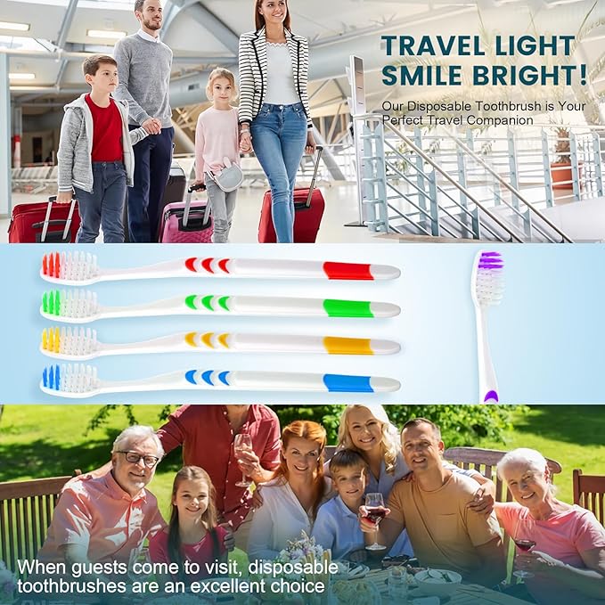 Navona 600 PCS Premium Individually Wrapped Bulk Toothbrush Pack, Disposable Toothbrushes, Kids Toothbrush, Medium Soft Bristle Toothbrushes, Ergonomics Handle, Perfect for Travel Hotel Donation