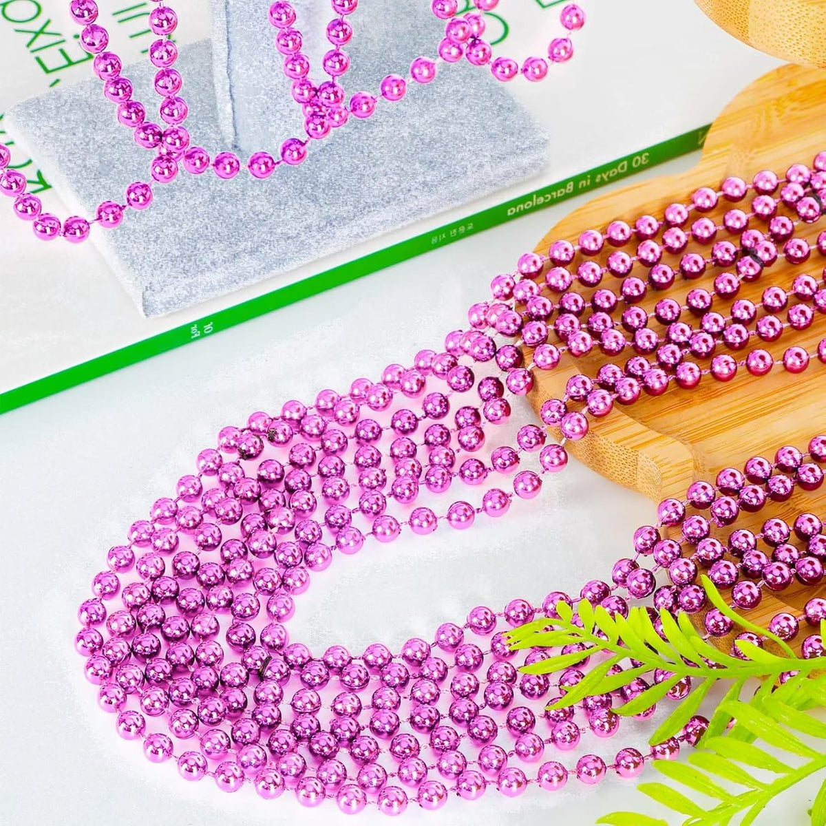 50PCS Mardi Gras Beads, Metallic Bead Necklace Party Favors, 33" Mardi Gras Necklace Women Men Stuff, Festival Parade Throw Accessories for Wedding Birthday Gender Reveal Party Supplies Celebrations